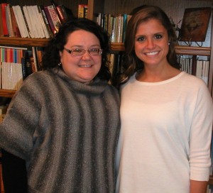 Brianna Schwenk and Lyndsey Reis, pianist and vocalist for the Catherine McAuley Center's webpage song, "Feels Like Home" originally by Randy Newman